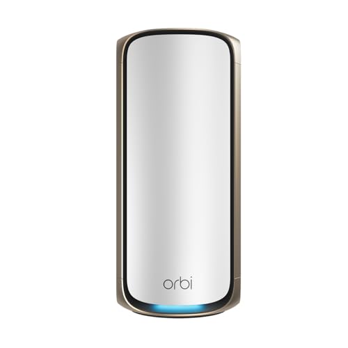 NETGEAR Orbi 970-Serie Quad-Band WiFi 7-Mesh-Zusatzsatellit (RBE970) - kompatibel mit Orbi RBE962S und RBE963S, bietet zusätzliche Abdeckung von bis zu 220 m², BE27000 802.11be (bis zu 27 GBit/s) von Netgear