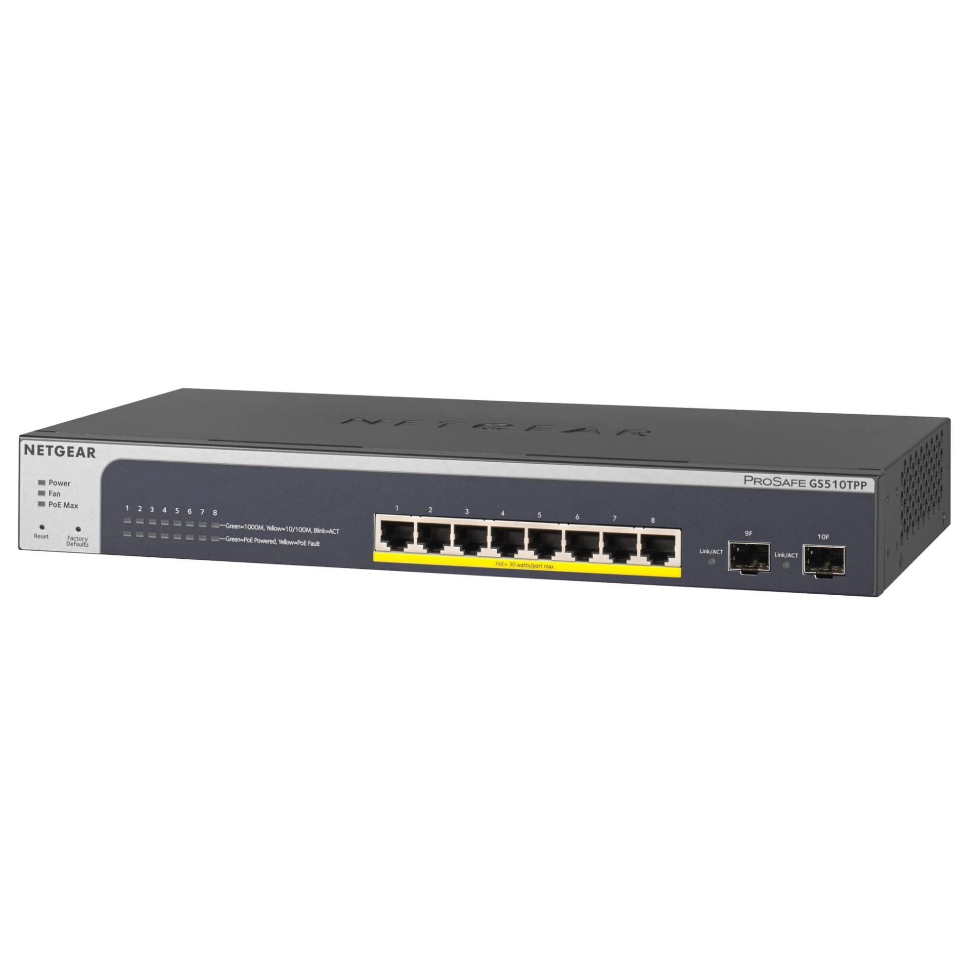NETGEAR ProSAFE GS510TPP 10-Port Smart Switch [8x Gigabit Ethernet PoE+, 2x SFP] von Netgear