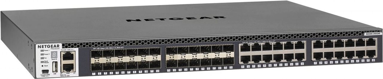 NETGEAR ProSAFE M4300-24X24F - Switch - L3 - verwaltet - 24 x 10/100/1000/10000 + 24 x 10 Gigabit SFP+ - an Rack montierbar (XSM4348S-100NES) von Netgear