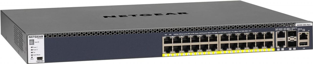 NETGEAR ProSAFE M4300-28G-PoE+ - Switch - L3 - verwaltet - 2 x 10/100/1000/10000 + 2 x 10 Gigabit SFP+ + 24 x 10/100/1000 (PoE+) - an Rack montierbar - PoE+ (GSM4328PB-100NES) von Netgear