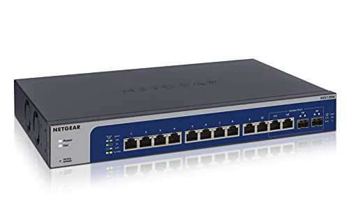 NETGEAR XS512EM 12 Port 10gb Switch | Multi-Gigabit LAN Switch Smart Plus (Managed Netzwerk Switch mit 12x auto adapt. 5-Speed Ethernet Ports, 2x 1G/10G SFP+ Fiber Ports, Desktop, oder Rackmount) von Netgear