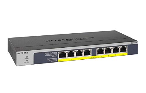 Netgear GS108PP Gigabit Ethernet Unmanaged PoE-Switch (8 x PoE+ @ 123 W erweiterbar, Desktop/Rackmount und ProSAFE Limited Lifetime Protection von Netgear