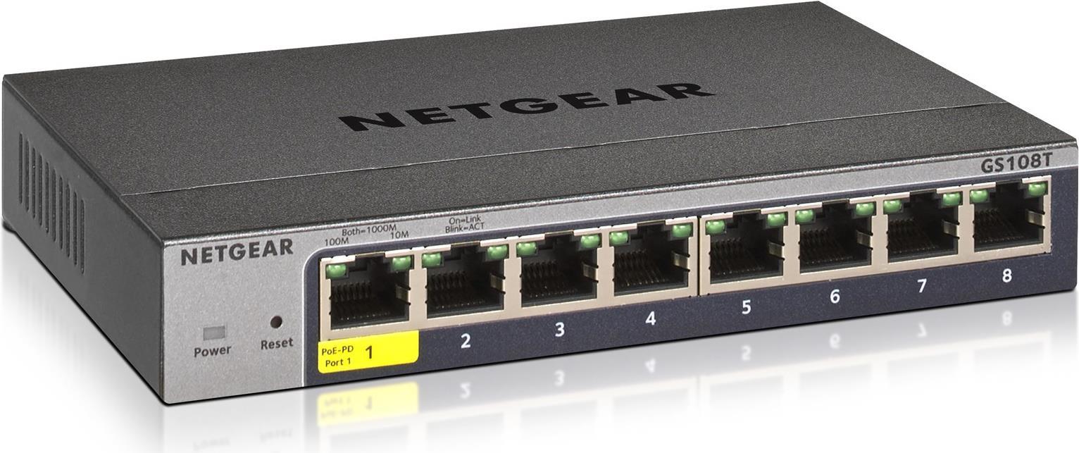 Netgear GS108Tv3 Managed L2 Gigabit Ethernet (10/100/1000) Grau (GS108T-300PES) von Netgear