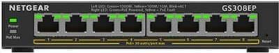 Netgear GS308EP Managed L2/L3 Gigabit Ethernet (10/100/1000) Power over Ethernet (PoE) Schwarz (GS308EP-100PES) von Netgear