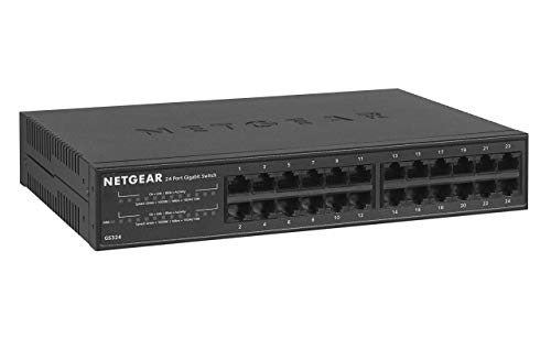 Netgear GS324 Switch 24 Port Switch Gigabit Ethernet (LAN Switch für Desktop- oder Rack-Montage, Plug-and-Play, energieeffizient, lüfterloses Gehäuse für leisen Betrieb) von Netgear