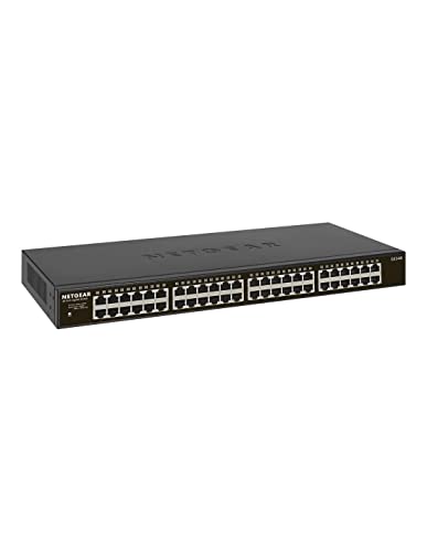 Netgear GS348 Switch 48 Port Switch Gigabit Ethernet (LAN Switch für Desktop- oder Rack-Montage, Plug-and-Play, energieeffizient, lüfterloses Gehäuse für leisen Betrieb), schwarz von Netgear