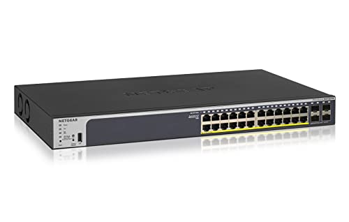 Netgear GS728TPP 28 Port Gigabit Ethernet LAN PoE Switch Smart (Netzwerk Switch Managed mit 24x PoE+ 380W, 4x 1G-SFP, Desktop oder 19 Zoll Rack-Montage, ProSAFE Lifetime-Garantie) von Netgear