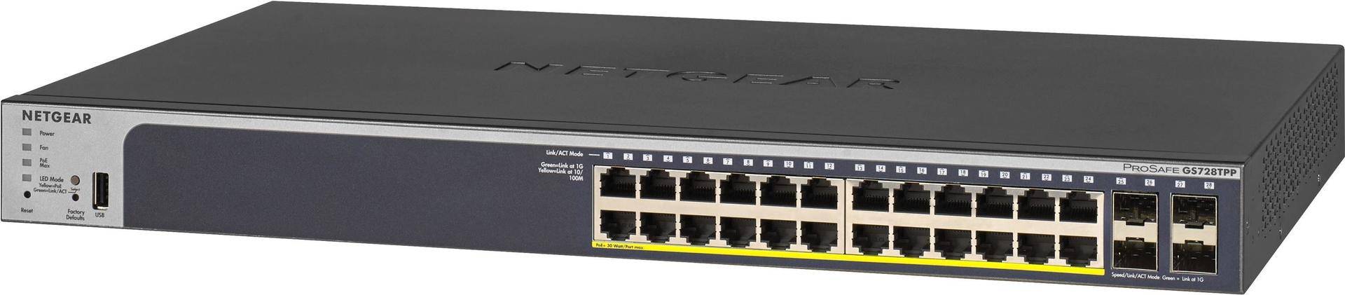 Netgear GS728TPP gemanaged L2/L3/L4 Gigabit Ethernet (10/100/1000) Energie �ber Ethernet (PoE) Unterst�tzung 1U Schwarz (GS728TPP-200EUS) von Netgear