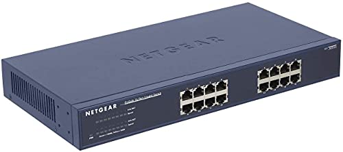 Netgear JGS516 Switch 16 Port Gigabit Ethernet LAN Switch (Plug-and-Play Netzwerk Switch 19 Zoll Rack-Montage, lüfterloses Metallgehäuse, ProSAFE Lifetime-Garantie) von Netgear