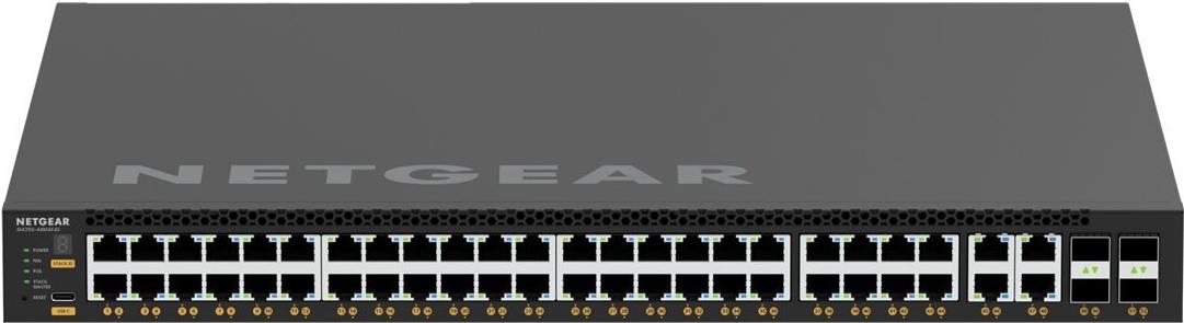 NETGEAR M4350-44M4X4V - Switch - L3 - managed - 44 x 100/1000/2,5G (PoE++) + 4 x 100/1000/2,5/5/10G (PoE++) + 4 x 25 Gigabit SFP28 - Luftstrom von vorne nach hinten - an Rack montierbar - PoE++ (3314 W) (MSM4352-100NES) von Netgear