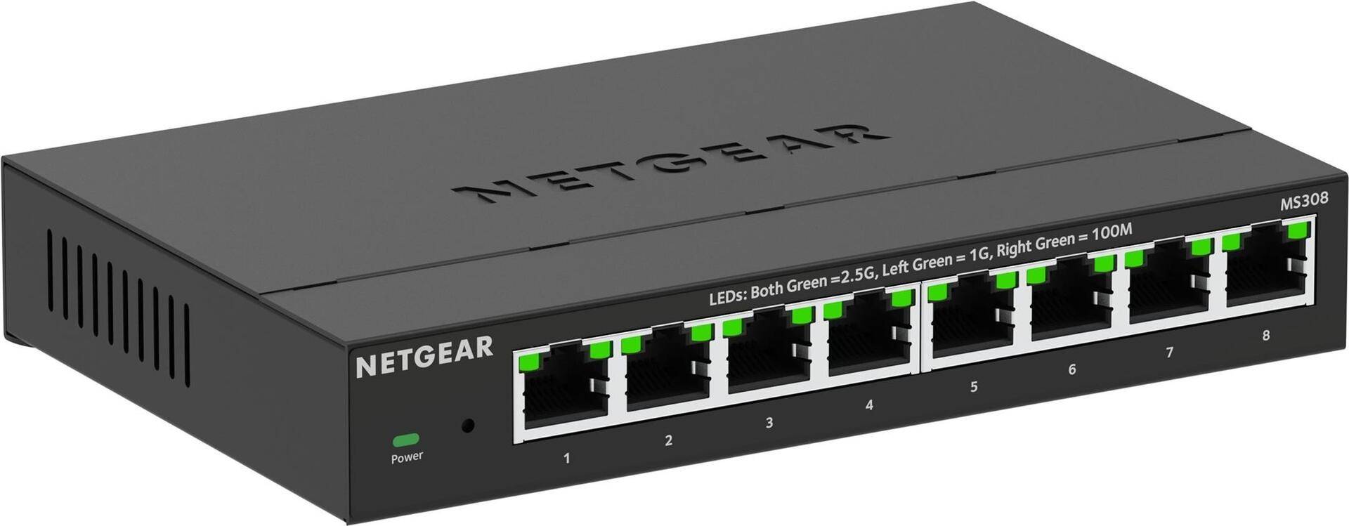 NETGEAR MS308 - Switch - Multi-Gigabit - unmanaged - 8 x 100/1000/2,5G - Desktop, wandmontierbar (MS308-100EUS) von Netgear