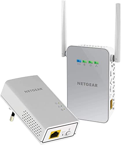 Netgear PLW1000 PowerLINE Set (1x Adapter AC-WLAN Access Point und 1x Adapter GB-LAN-Port, Geschwindigkeit bis zu 1000 MBit/s, WiFi PowerLAN Set für Internet über die Steckdose) von Netgear