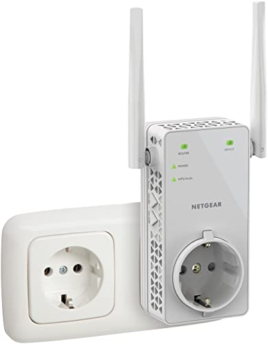 Netgear WLAN Repeater EX6130 WLAN Verstärker, integrierte Steckdose, AC1200 Dual Band WiFi, Abdeckung 2 bis 3 Räume & 20 Geräte, Geschwindigkeit bis zu 1200 MBit/s ,‎Weiß von Netgear