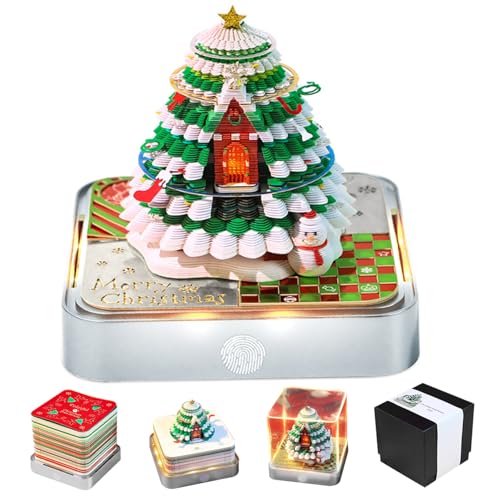 3D -Kalender 2025 Weihnachtszeit Stück Kalender 272 Blätter Papierschnitzer Weihnachtsbaum Artsy Pads mit LED -Licht ＆ Clear Cover Desktop für Home Office Geschenke Silber Basicalendar von NethCasti