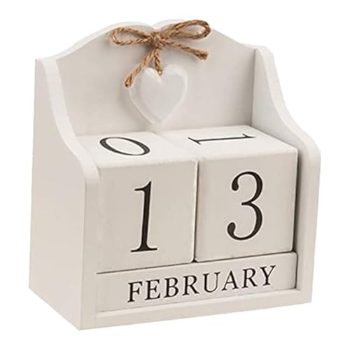 Perpetuale Kalender, rustikale Holzkalenderblöcke, Monatsdatum -Display -Blockkalender für Schreibtisch, kleiner perlanter Schreibtisch für Home Office Decor -Kalender von NethCasti