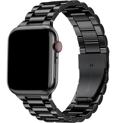 Netolo 24mm Breite Metall Armband Kompatibel mit Apple Watch Ultra Armband 49mm, Edelstahl Ersatzband Kompatibel mit Apple Watch Ultra 2 Armband 49mm/ iWatch Ultra Armband Schwarz von Netolo