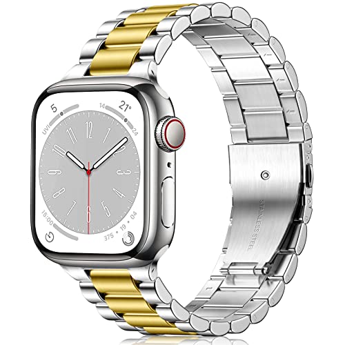 Netolo Metall Armband Kompatibel mit Apple Watch Armband 44mm 45mm 49mm 42mm, Edelstahl Ersatz Band Kompatibel mit Apple Watch SE Armband/iWatch Armband Series 9 8 7 6 5 4 3 2 1 SE 2 Ultra für Herren von Netolo