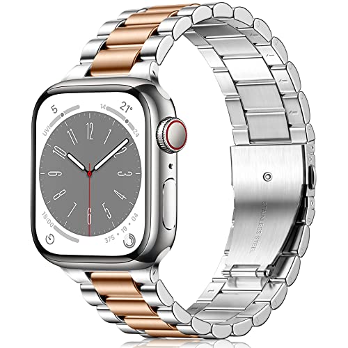 Netolo Metall Armband Kompatibel mit Apple Watch Armband 44mm 45mm 49mm 42mm, Edelstahl Ersatz Band Kompatibel mit Apple Watch SE Armband/iWatch Armband Series 9 8 7 6 5 4 3 2 1 SE 2 Ultra für Herren von Netolo