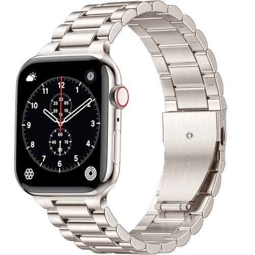 Netolo Metall Armband Kompatibel mit Apple Watch Armband 44mm 45mm 49mm 42mm, Edelstahl Ersatz Band Kompatibel mit Apple Watch SE Armband/iWatch Armband Series 9 8 7 6 5 4 3 2 1 SE 2 Ultra für Herren von Netolo