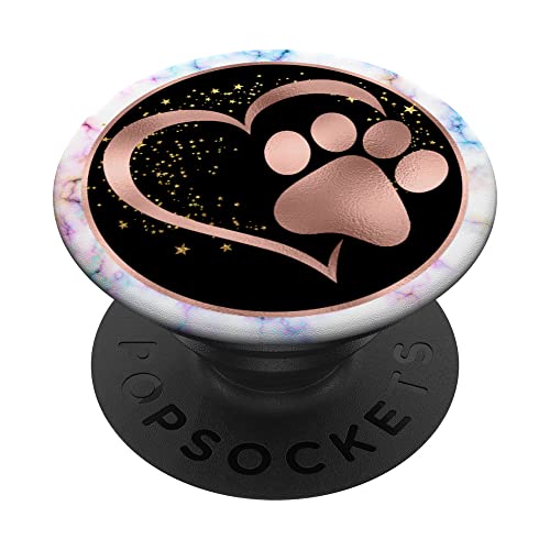 PopSocket PopGrip: Rosa Herz Katze Hund Pfotenabdruck mit austauschbarem von Nette Aquarell Blumen Personalisierte Geschenke