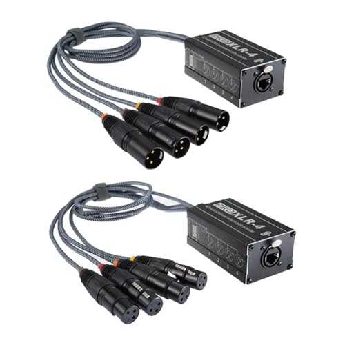 Nettoppo 1 Paar XLR-Stecker/-Buchse, 4-Kanal-Snake-3-Pin-XLR/-Auf-Ethercon-RJ45-Cat5/Cat6-Ethernet-Extender, Schwarz von Nettoppo