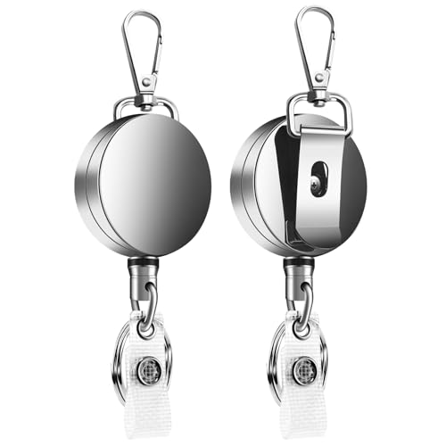 Nettoppo 2 StüCke Einziehbarer Zug SchlüSsel Ring ID Abzeichen Lanyard Name Tag Karten Halter RüCkstoß Rolle GüRtel Schnalle von Nettoppo