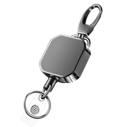 Nettoppo 2er-Pack Robuste, Einziehbare Ausweishalter Aus Metall, Karabinerhaken, Schlüsselanhänger, Gürtel, Ausweishalter, Clip, Schlüsselring, Ausweishalter von Nettoppo