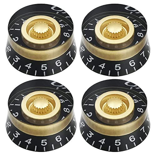 Nettoppo 4 StüCke LautstäRke Ton Geschwindigkeitsregelung KnöPfe für LP Stil Bass Elektrisch Gitarren Teile, Transparent Golden von Nettoppo