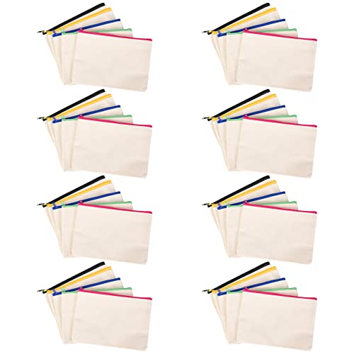 Nettoppo 40 StüCk Leinwand Kosmetik Tasche Leinwand Reiß Verschluss Tasche Bleistift Etui DIY Hand Gefertigte Tasche DIY Handwerks Schule Multi Farbe Reiß Verschluss von Nettoppo