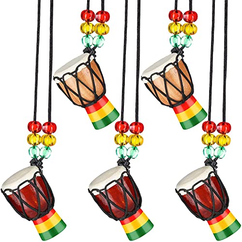Nettoppo 5 StüCke Instrumentenhalsketten Djembe Trommel Mini AnhäNger Afrikanische Trommel Holzhalskette Trommeln und Percussion von Nettoppo
