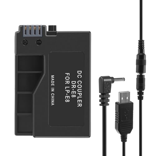 Nettoppo -E8 Dummy mit DC Power Bank USB Adapter Kabel für LP-E8 für 550D 600D 650D 700D DSLR Kameras von Nettoppo