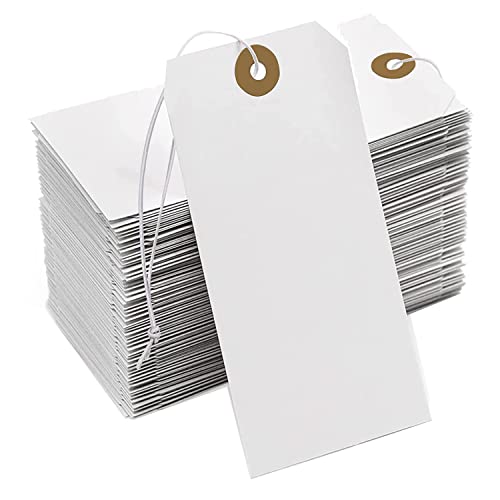 Nettoppo GroßE PapieranhäNger mit VerstäRkungsloch und Befestigter Schnur, 200 StüCk PapieranhäNger zum AufhäNgen mit Elastischem Seil von Nettoppo