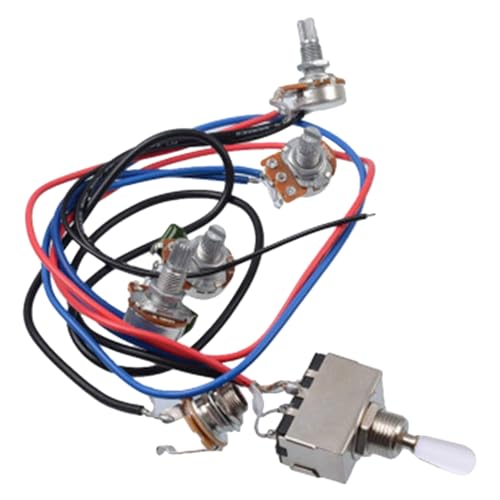 Nettoppo Lp Elektor Gitarren Ton Abnehmer Kabel Kit 2T2V 500K Töpfe 3 Wege Schalter mit Buchse für Dual Humbucker Les Pual Stil Gitarren, Kappe von Nettoppo