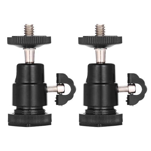 Nettoppo Mini Kugelkopf [2 Pack] Mit Hot Schuh Rahmen Adapter 360 Grad 1/4 Kleine Kugelköpfe Leichter Schwenk Mikro Kugelkopf Für DSLR Kamera,Camcorder,Blitzgerät,Licht Ständer,Stativ von Nettoppo