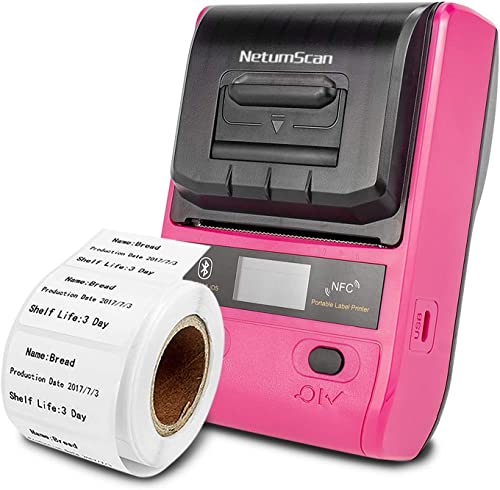 NetumScan Portable Label Maker, 58-mm-Bluetooth-Thermo-Etikettendrucker für Barcode, Büro, Lager, Versand, Kleidung, Drucken von Schmucketiketten (G5-R Label Maker) von NetumScan