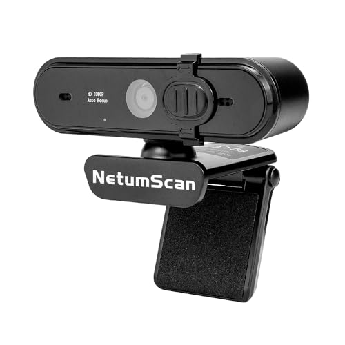 NetumScan Webcam 1080P Full HD Stereo Mikrofon mit Autofokus, 2 Megapixel Webkamera Video Chat Recording, Kompatibel Windows, Mac von NetumScan