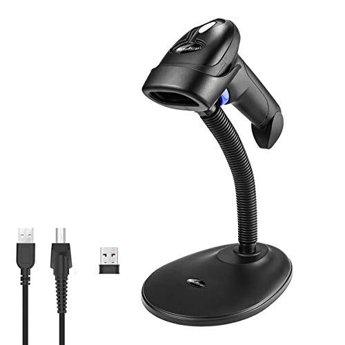 NetumScan Wireless Barcode Scanner Automatischer 2.4G USB-Barcode-Leser mit freihändigem verstellbarem Ständer Kompatibel für PC-Computer MAC Windows-Laptops NSI6-X von NetumScan