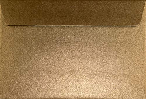 100 Perlmutt-Braun Umschläge DIN C5 162x229 mm Sirio Pearl Fuzion Bronze Perlmutt-Kuverts haftklebend metallic-Effekt glänzende Briefumschläge C5 elegant hochwertig für Einladungen Gruß-Karten von Netuno