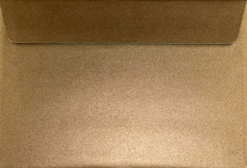 Netuno 100 Briefumschläge Perlmutt-Braun DIN C5 16,2 x 22,9 cm Sirio Pearl Fuzion Bronze glänzende Umschläge groß elegante Briefkuverts für Einladungskarten Hochzeitskarten Geburtstag Weihnachten von Netuno