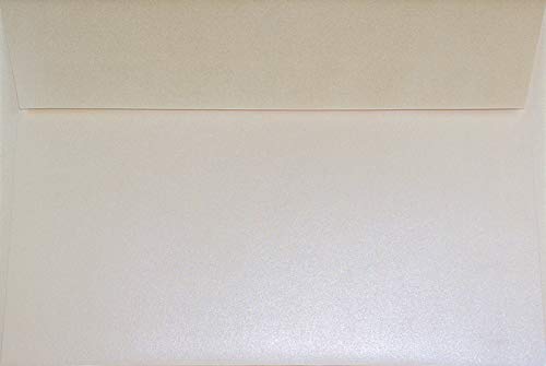 100 Perlmutt-Creme DIN C5 Briefumschläge 162x229 mm Sirio Pearl Oyster Shell Briefhüllen edel gerade Klappe Haftklebung Perlmutt-Glanz-Kuverts Ecru glänzend für Hochzeits-Einladungen Danksagungskarten von Netuno