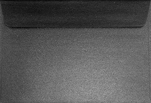 100 Perlmutt-Schwarz DIN C5 Briefumschläge 162x229 mm Sirio Pearl Coal Mine schwarze Briefkuverts haftklebend Perlmutt-Glanz-Umschläge Pearls Perleffekt metallisch-glänzende Kuverts Metallic-Effekt von Netuno