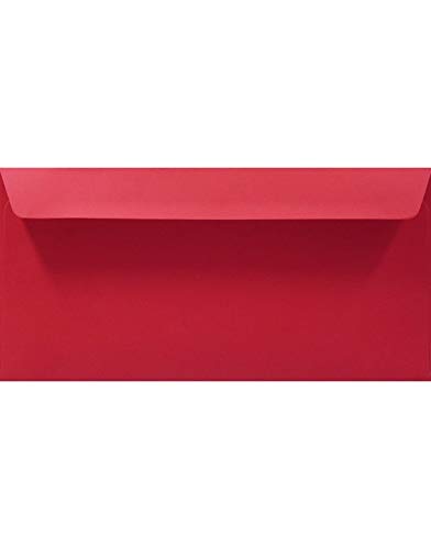 100 Rot DL Premium Briefumschläge 110x220 mm ohne Fenster, Plike Red gummiartige Haptik, elegante DIN-Lang-Kuverts, edle Umschläge, ideal für Einladungen, Weihnachts-Karten, Geschäftsbriefe von Netuno