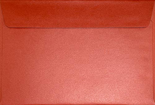 Netuno 25 Briefumschläge Perlmutt-Rot DIN C5 16,2 x 22,9 cm Sirio Pearl Red Fever glänzende Umschläge groß elegante Briefkuverts für Einladungskarten Hochzeitskarten Geburtstag Weihnachten Ostern von Netuno