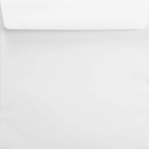 25 weiße quadratische Umschläge ohne Fenster gerade Klappe Haftklebung 155×155 mm 120g Aster Smooth White Briefumschläge Weiß quadratisch für Einladungskarten Geburtstagskarten Glückwunschkarten von Netuno