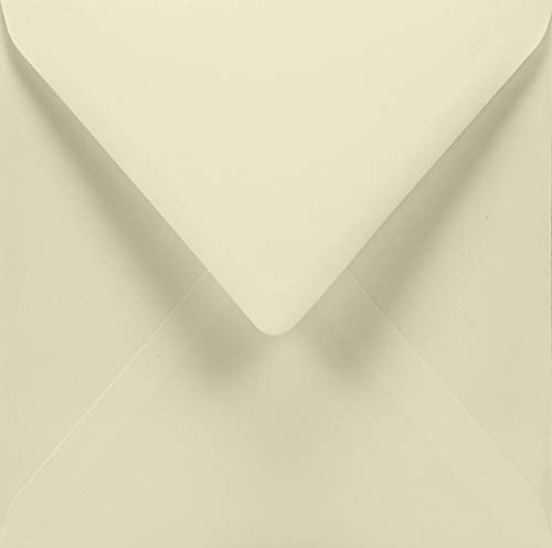 50 Elfenbein quadratische Umschläge ohne Fenster Spitzklappe Nassklebung 155×155 mm 120g Aster Smooth Ivory Briefumschläge quadratisch für Einladungskarten Geburtstagskarten Glückwunschkarten von Netuno
