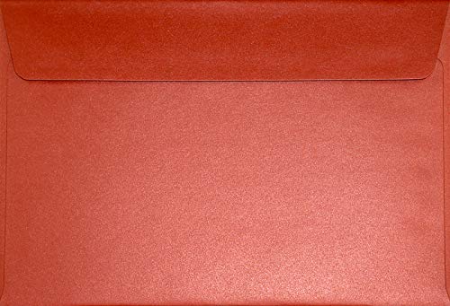 500 Perlmutt-Rot DIN C5 Briefumschläge 162x229 mm Sirio Pearl Red Fever gerade Klappe haftklebend ohne Fenster Perlmutt-Glanz-Umschläge rot Kuverts Metallic glänzend Perlmutt-Briefhüllen hohe Qualität von Netuno