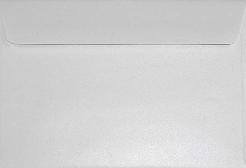 500 Perlmutt-Weiß DIN C5 Briefumschläge 162x229 mm Sirio Pearl Ice White Briefhüllen edel gerade Klappe Haftklebung Perlmutt-Glanz-Kuverts Perlweiß glänzend für Hochzeits-Einladungen Danksagungskarten von Netuno
