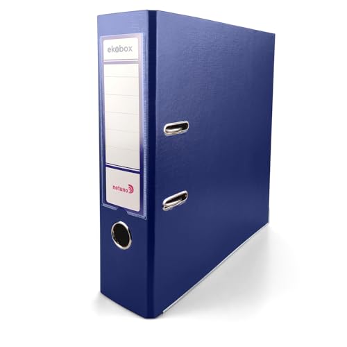 Netuno 1x Akten-Ordner Dunkelblau DIN A4 Ekobox 2-Ring-Mechanik Ringorder a4 8cm Kunststoff Ordner a4 breit Büroordner Plastikordner Briefordner a4 Ringmappe breiter Aktenordner PP-Ordner farbig von Netuno