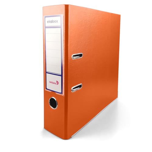Netuno 1x Akten-Ordner Orange DIN A4 Ekobox 2-Ring-Mechanik Ringorder a4 8cm Kunststoff Ordner a4 breit Büroordner Plastikordner Briefordner a4 Ringmappe breiter Aktenordner PP-Ordner farbig von Netuno