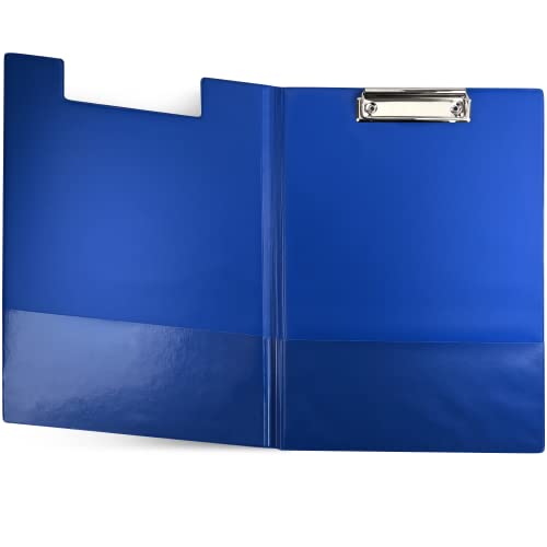 Netuno 1 Stück Klemmbrett-Mappe A4 mit Clip Blau mit Deckel Schreibbrett Metallklemme Hartplatte Kunststoff Schreibmappe Schreibblock Clipboard Dokumentenhalter von Netuno